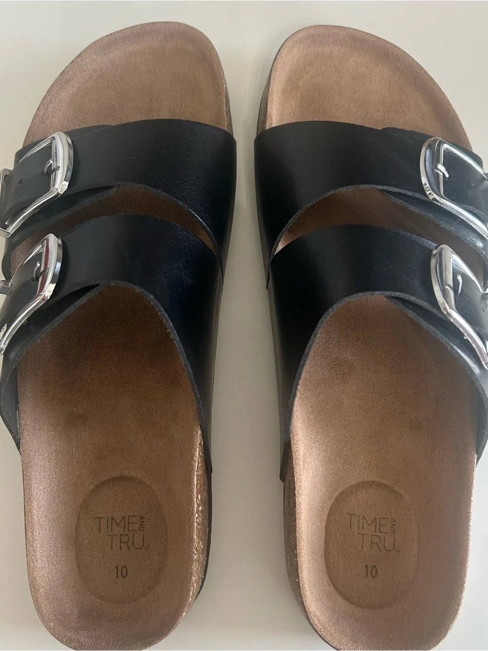 Time and Tru Women’s Cork Footbed Slide Sandals Size 10